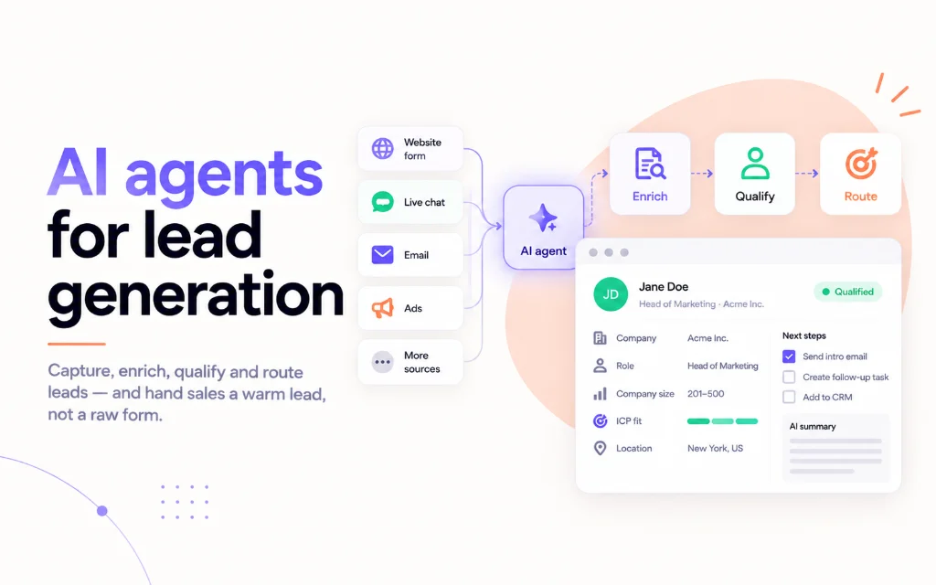 AI agents for lead generation that hand sales a warm lead, not a raw form.